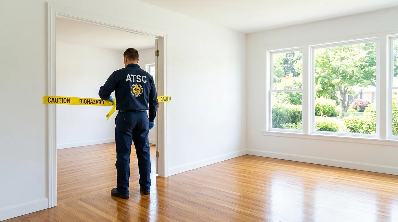 Certified biohazard cleanup crew performing Trauma Scene Cleanup in Farr West